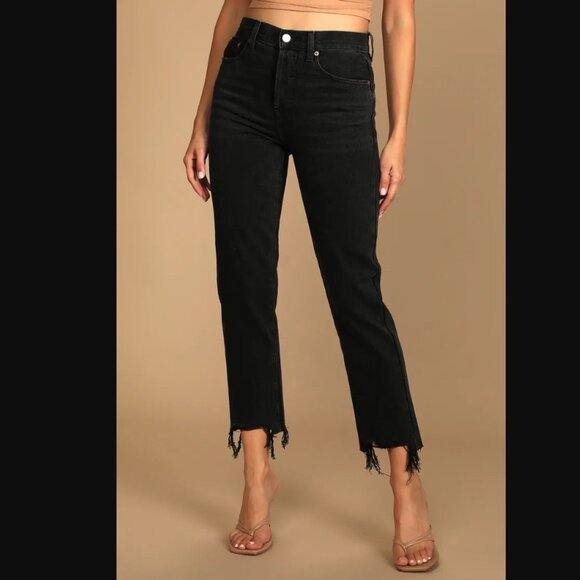 Pistola Charlie High Waist Button Fly Ankle Straight Leg Jeans Salem Black 27 - Picture 1 of 13
